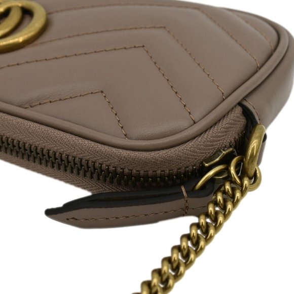 GUCCI  Mini GG Marmont Chain Leather Crossbody Bag Dusty Pink - Picture 6 of 13